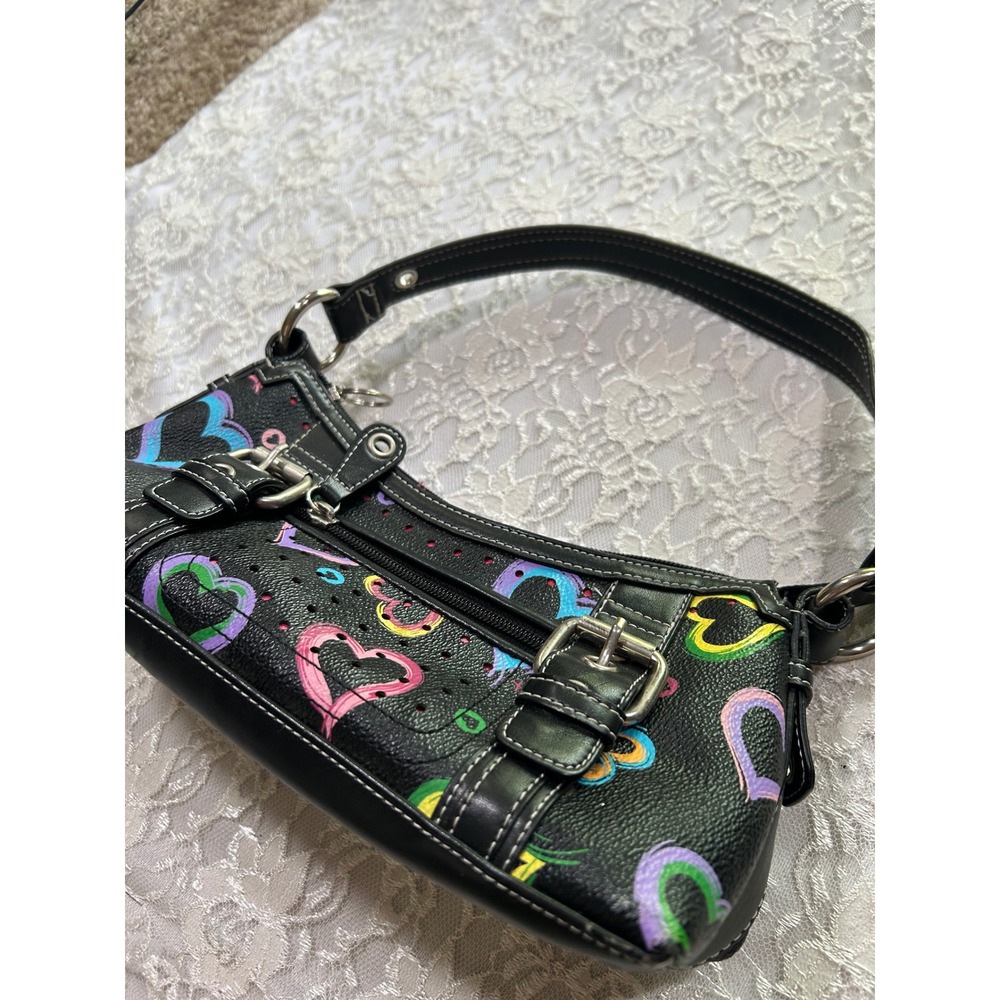 Y2K Graffiti Print Baguette Shoulder Bag Buckle 2000s McBling Mini Purse - Picture 2 of 9